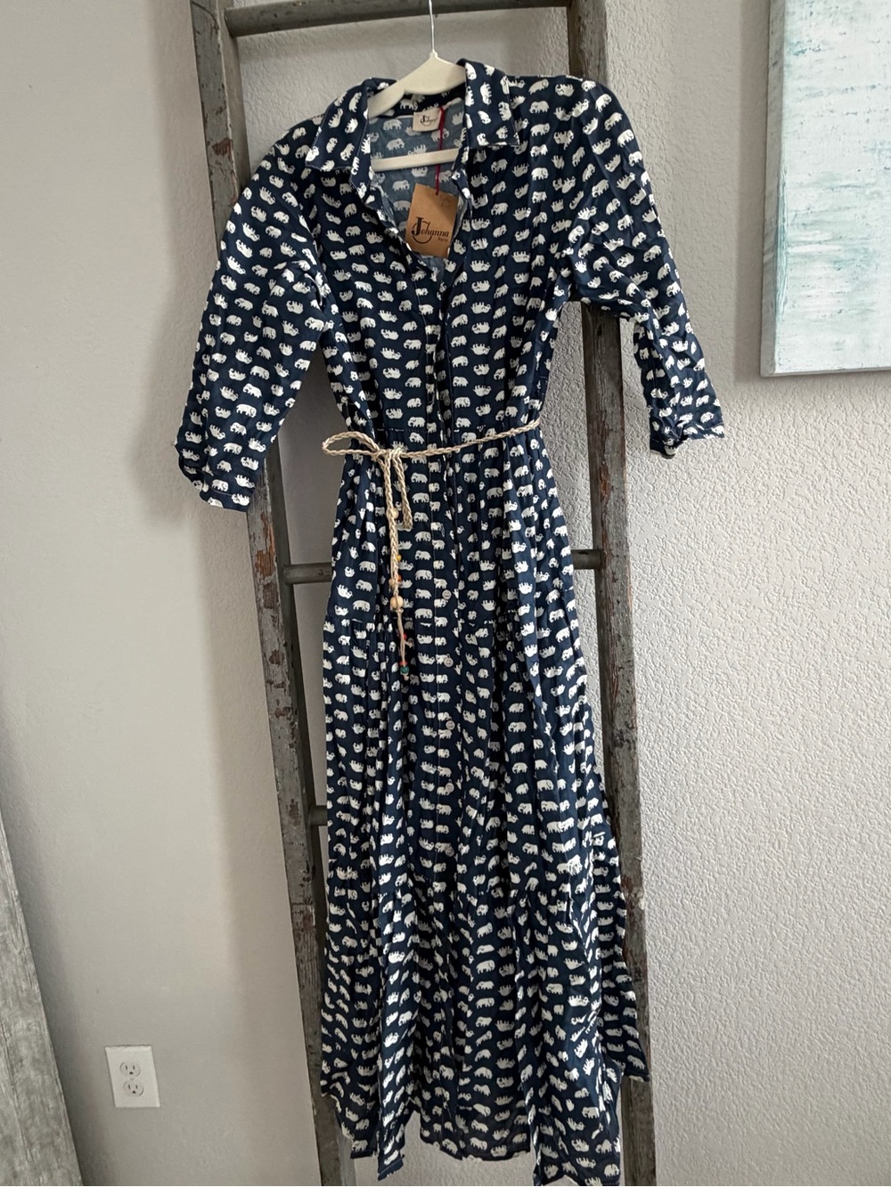 Johanna Paris Elephant/Safari Print Maxi Dress